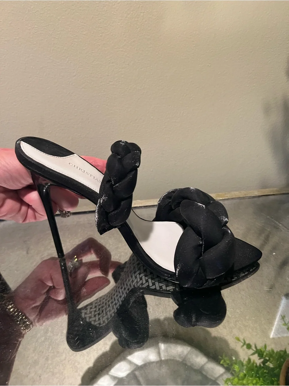Christian Siriano Braided Black Stiletto Mules size 8.5